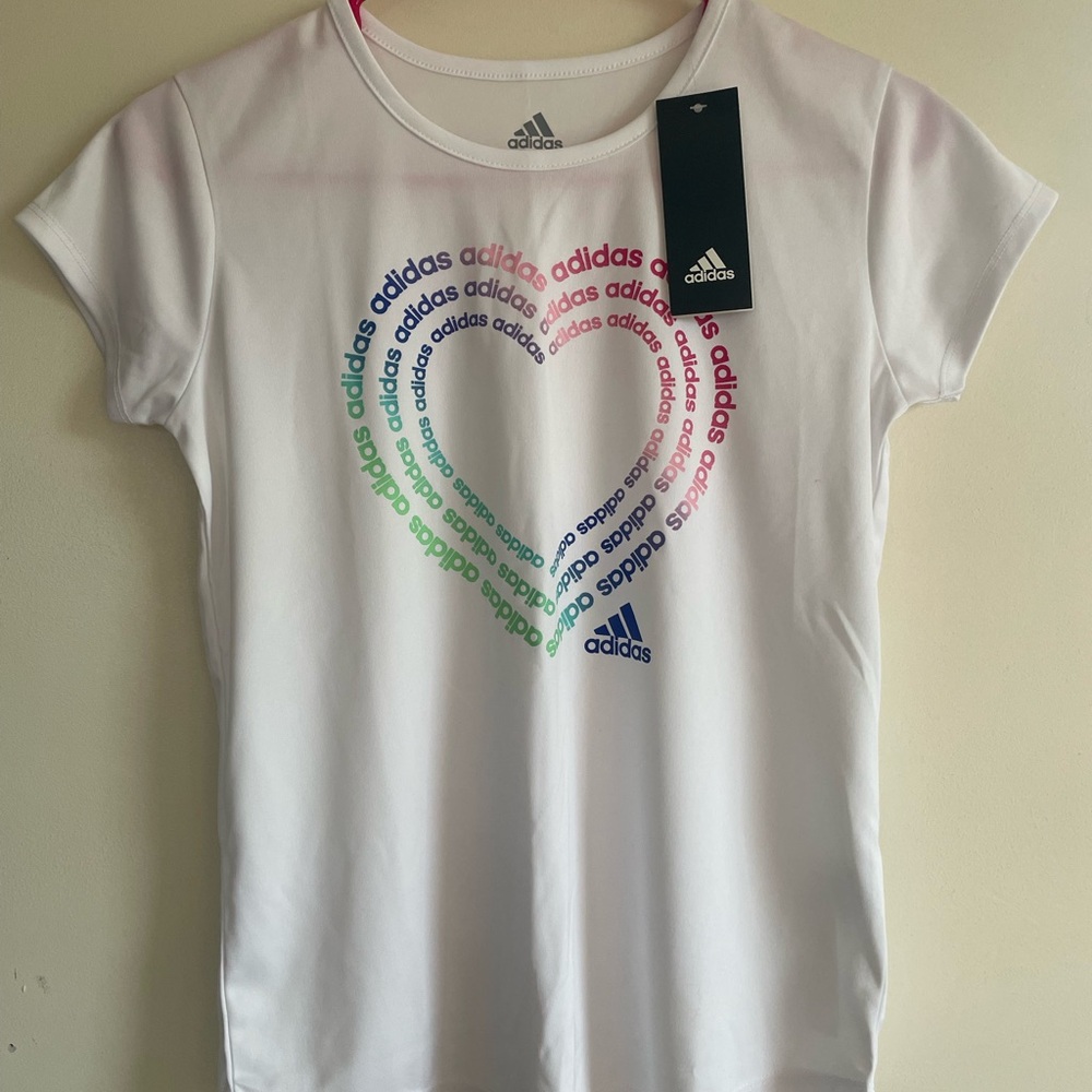 Adidas Kids White Heart Logo T-Shirt